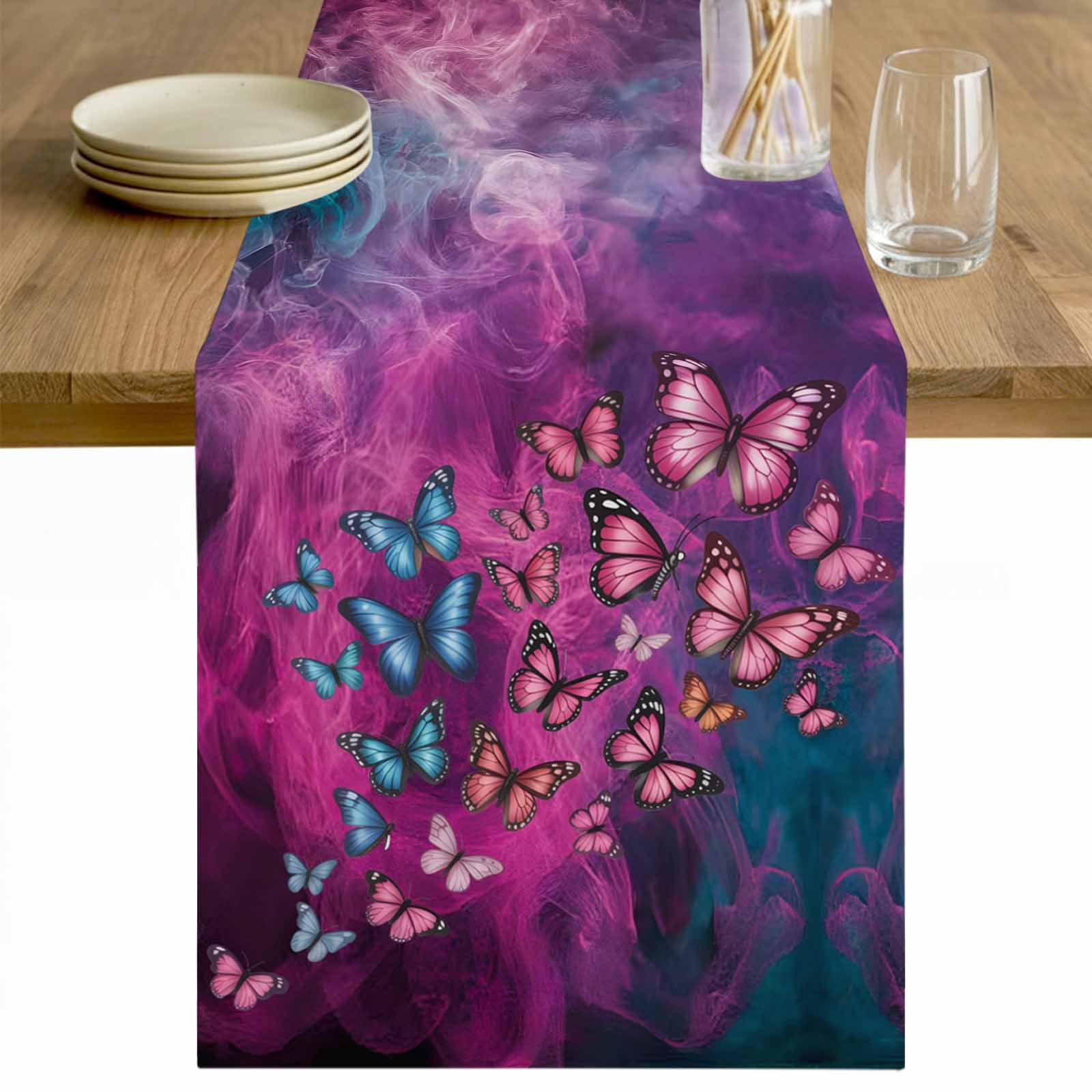 Butterfly Table Runner - 108 Inch Long Purple Blue Fantasy Dream ...