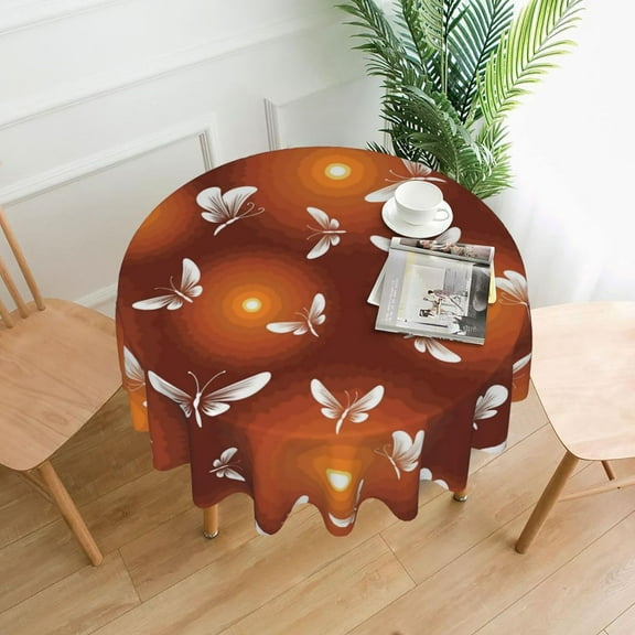 Butterfly Tablecloth Round Table Cloths 60 Inch Wrinkle Resistant Picnic Table Covers Washable Polyester for Holiday Kitchen