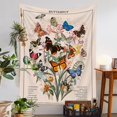 thumbnail image 1 of Butterfly Tapestry Flower Tapestries Vintage Vertical Floral Plant Tapestry Wall Hanging Colorful Identification Retro Art Aesthetic Wall Tapestry for Bedroom Dorm Living Room (36" x 48")), 1 of 6