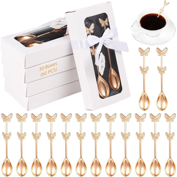 Butterfly Tea Spoons Set 60 Piece with Gift Boxes Zinc Alloy Decorative Teaspoons