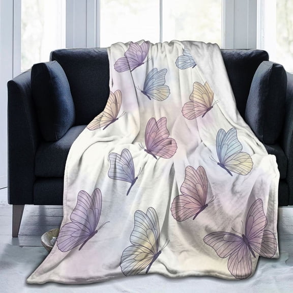 Butterfly Throw Blanket, Colorful Butterfly Design, Christmas Birthday Valentine Gift for Women, Butterfly Lovers, Cozy Blanket for Bed, Couch, Home Decor 50x40