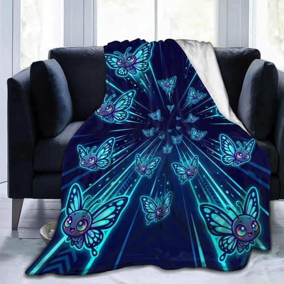 Butterfly Throw Blanket Cozy Flannel Fleece Blanket Air Conditioning Blanket for Living Rooms Sofa 50x40