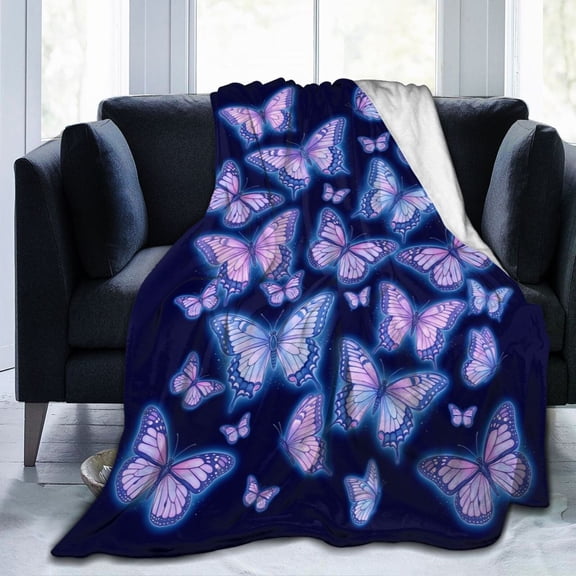 Butterfly Throw Blanket Cozy Flannel Fleece Blanket Air Conditioning Blanket for Living Rooms Sofa 50x40