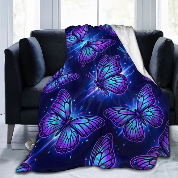 Butterfly Throw Blanket Cozy Flannel Fleece Blanket Air Conditioning Blanket for Living Rooms Sofa 50x40