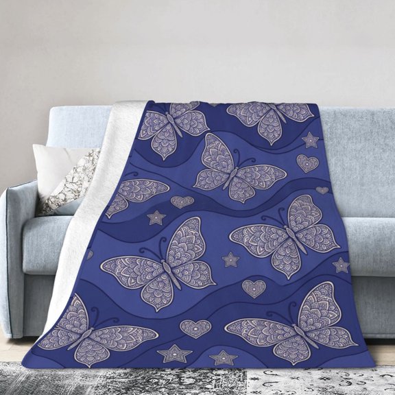 Butterfly Throw Blanket, Flannel Blanket, Warm Cozy All Season Throw for Sofa, Couch, Chairs and Bed 50x40