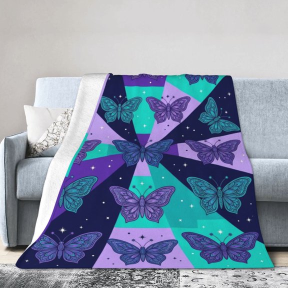 Butterfly Throw Blanket, Flannel Blanket, Warm Cozy All Season Throw for Sofa, Couch, Chairs and Bed 50x40