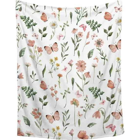 Butterfly Throw Blanket Flowers Blanket - Floral Gift for Toddler Newborn - 30"x40" Butterfly Decor Blanket for Nursery Crib - Ultra-Soft Plush Cozy Warm Blanket for Couch/Travel/Camping