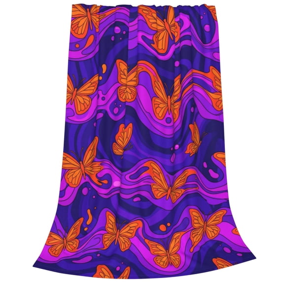 Butterfly Throw Blanket Soft Cozy Flannel Fleece, Thermal Lightweight Lounge Wrap, Versatile Adult Use Accessory for Home Office Travel 50x40