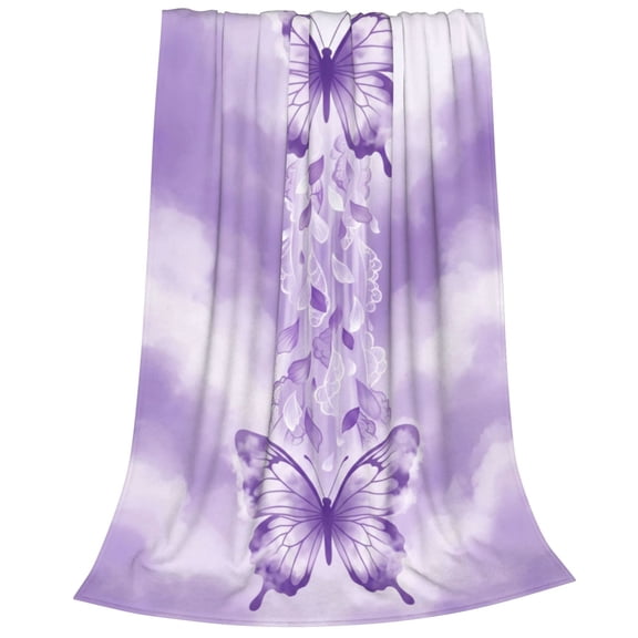 Butterfly Throw Blanket Soft Cozy Flannel Fleece, Thermal Lightweight Lounge Wrap, Versatile Use Accessory for Home Office Travel 50x40