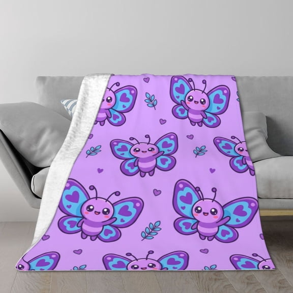 Butterfly Throw Blanket, Soft Warm Flannel Blanket, Lightweight Cozy Blanket for Bed, Couch, Travel, Gift Idea for Women & Men 50x40
