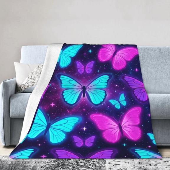 Butterfly Throw Blanket, Ultra Soft Flannel Blanket, Warm Cozy All Season Throw for Sofa, Couch, Chairs and Bed 50x40