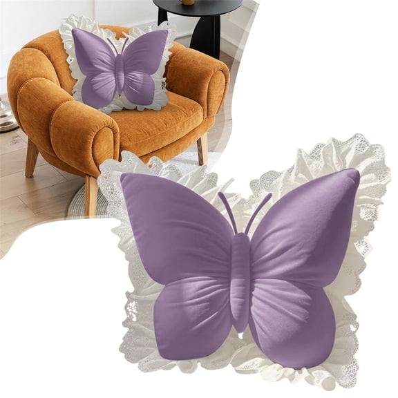 Butterfly Throw Pillow, Butterfly Pillow with Lace Trim, Butterfly Shaped Decorative Pillow, Soft Butterfly Stuffed Animal, Plush Velvet Butterfly Pillows, Decorative Animal Pillow, Gifts for Women