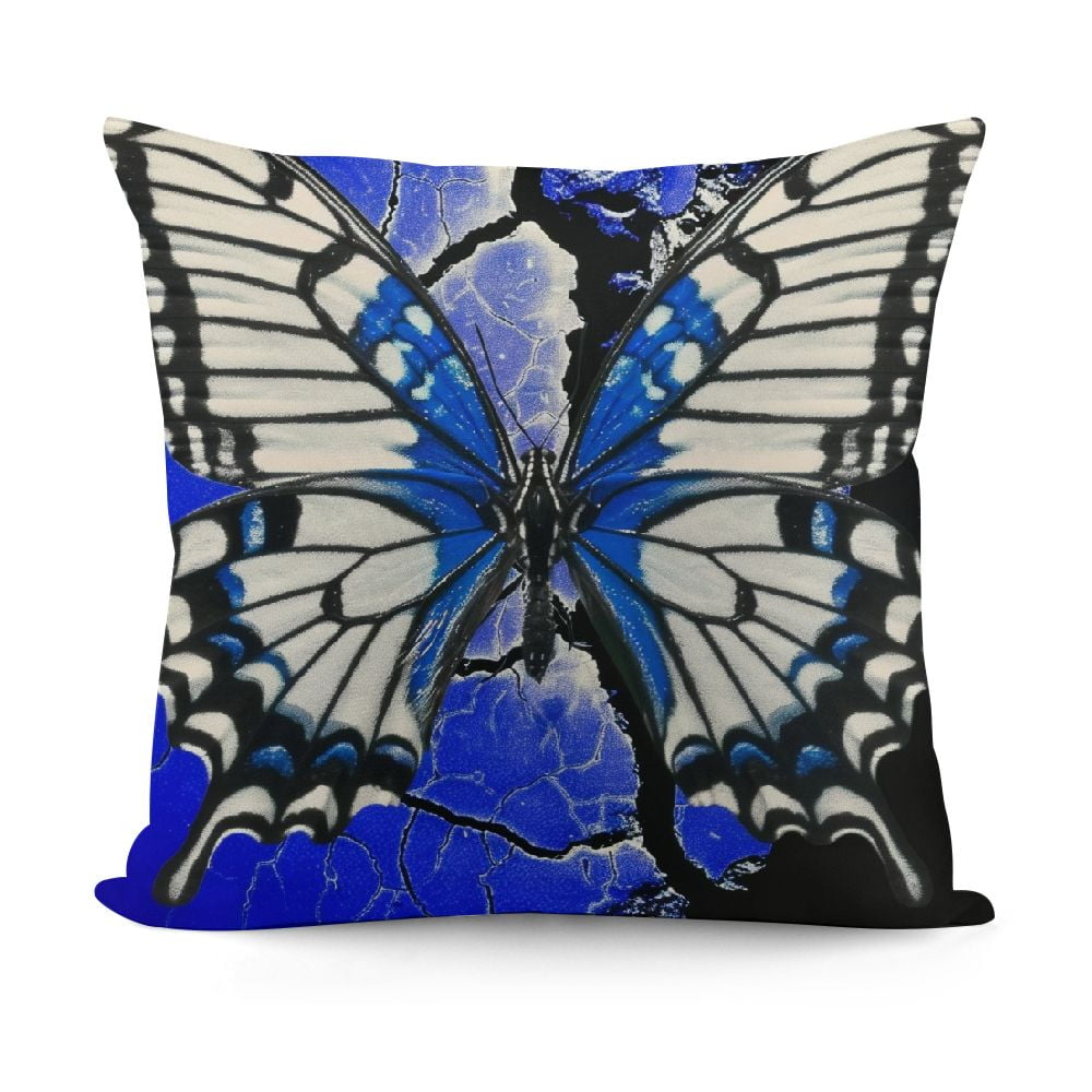 Butterfly Throw Pillow Covers Blue White Exotic Wild Moth Cushion Cases ...