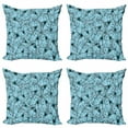 thumbnail image 1 of Butterfly Throw Pillow Cushion Case Pack of 4, Composition of Spring Season Elements Monarch Exotic Woodland Bug Fauna, Modern Accent Double-Sided Print, 4 Sizes, Pale Blue and Black, by Ambesonne, 1 of 2