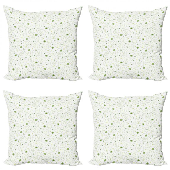Ambesonne Butterfly Throw Pillow Cover 4 Pack, Flowers Spring Awakening, 20", Yellow Green