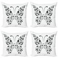 thumbnail image 1 of Ambesonne Butterfly Throw Pillow Cover 4 Pack, Swril Floral Blossom, 20", Black and White, 1 of 5