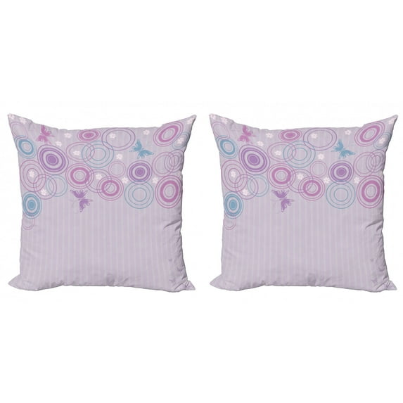 Ambesonne Butterfly Throw Pillow Cover 2 Pack, Absurd Summer Animal, 18", Lilac Blue Pink