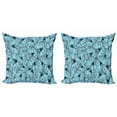 thumbnail image 1 of Butterfly Throw Pillow Cushion Cover Pack of 2, Composition of Spring Season Elements Monarch Exotic Woodland Bug Fauna, Zippered Double-Side Digital Print, 4 Sizes, Pale Blue and Black, by Ambesonne, 1 of 2
