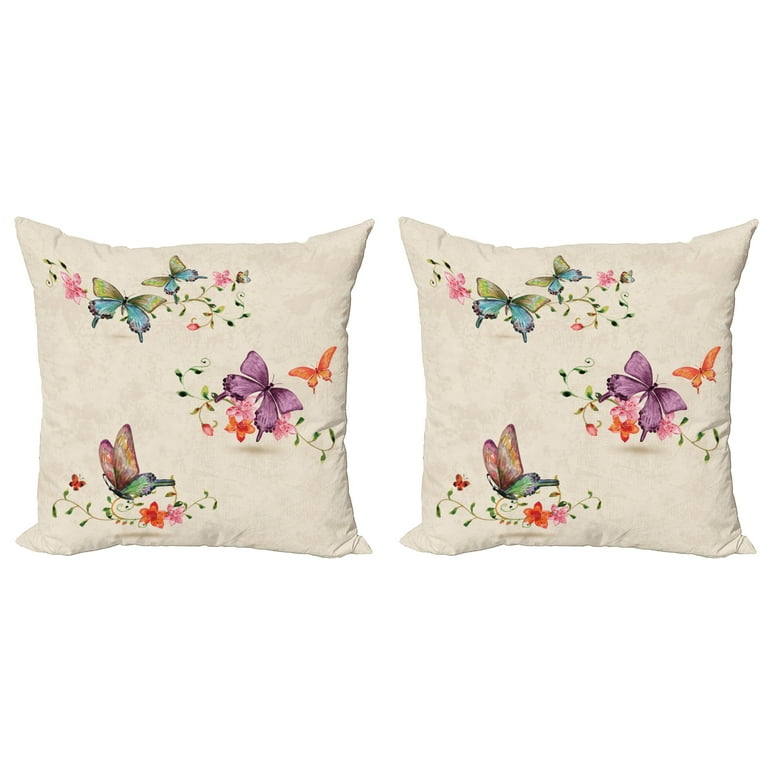 Butterfly Throw Pillow Cushion Cover Pack of 2 Butterfly Pattern