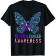 thumbnail image 1 of Butterfly Thyroid Cancer Awareness Month Ribbon Gift Support T-Shirt, 1 of 4