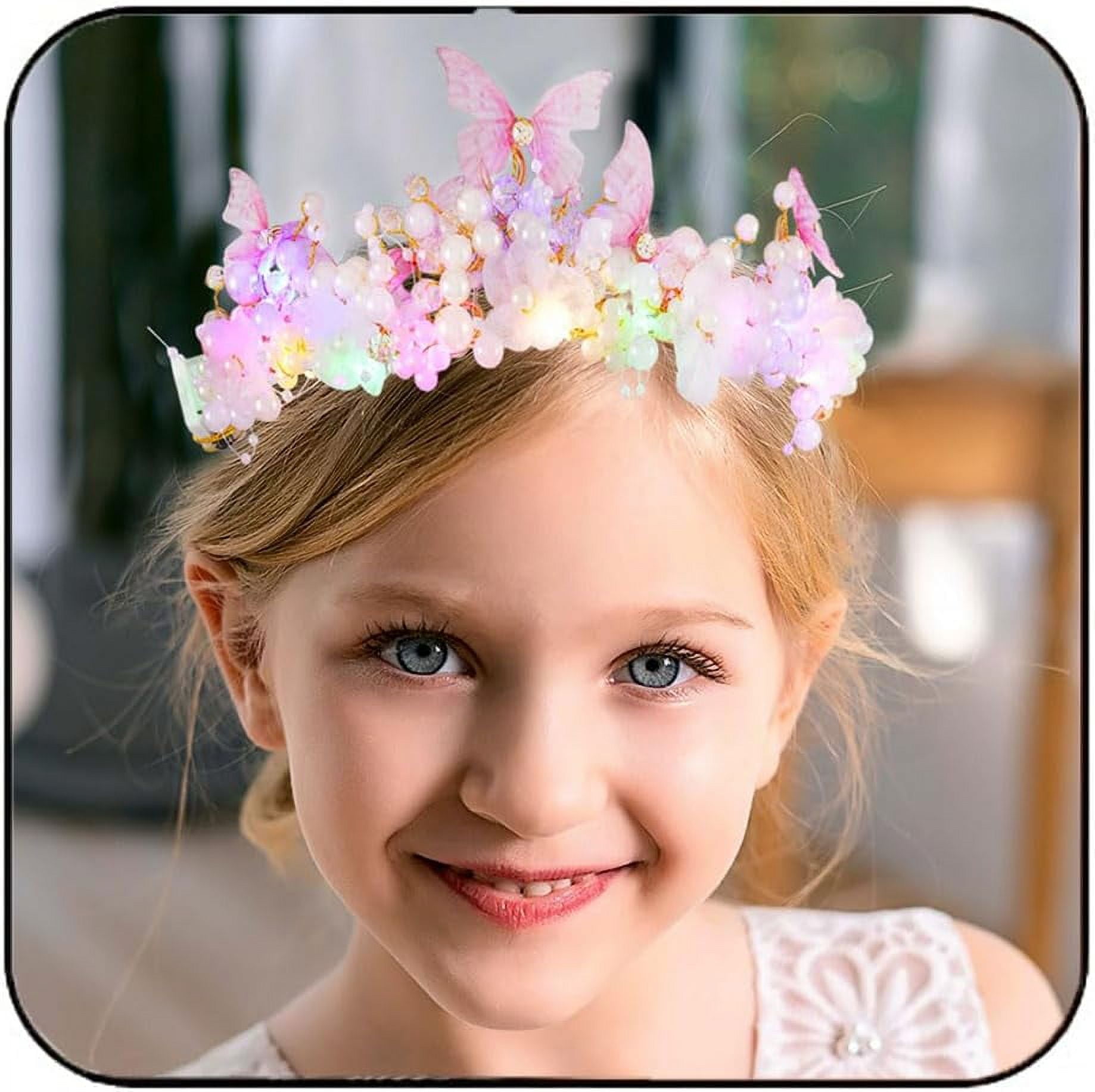 Butterfly Tiara and Crown Light up Flower Princess Crown Bridal