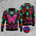 thumbnail image 1 of Butterfly Tie Dye Ugly Christmas Sweater, Christmas Sweater, Ugly Sweater, Funny Xmas Sweaters, 1 of 2