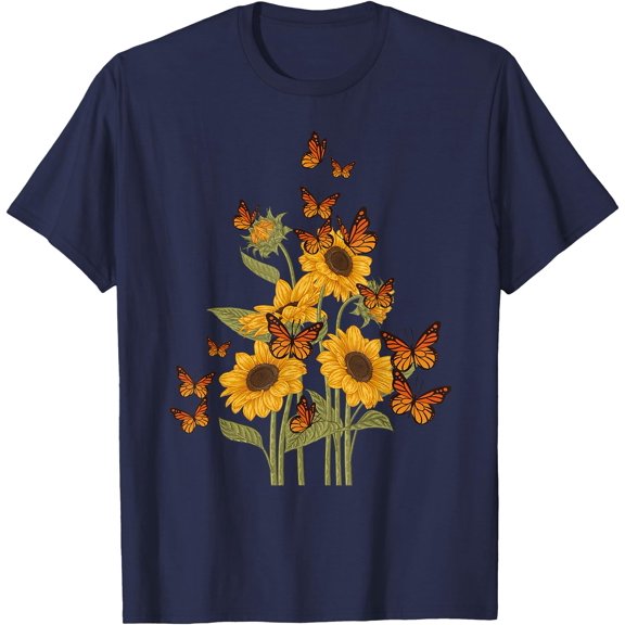 Butterfly Tree Beautiful Animal Nature Softstyle Unisex T-Shirt,Navy Color,Size YXL