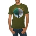 thumbnail image 1 of Butterfly Tree Graphic Design Ring Spun Combed Cotton Short Sleeve Deluxe Jersey T-Shirt - Army Green 2XL, 1 of 4
