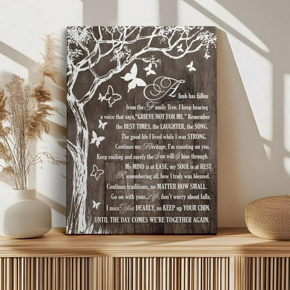 Butterfly Tree Memorial Art Poster Sympathy Gift Home Decor, 12x18 UNFRAMED