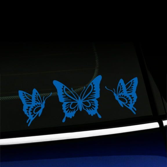Butterfly Trio - Vinyl Decal - Choose Color - [AZURE BLUE]