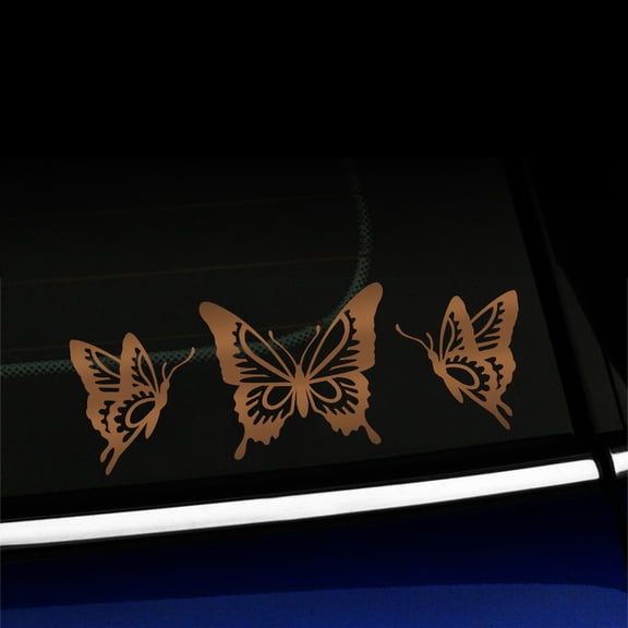 Butterfly Trio - Vinyl Decal - Choose Color - [COPPER]