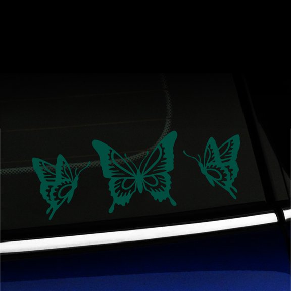 Butterfly Trio - Vinyl Decal - Choose Color - [DARK GREEN]