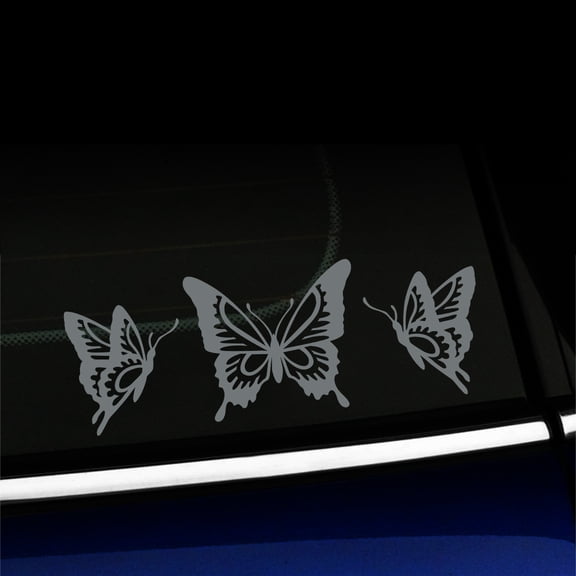 Butterfly Trio - Vinyl Decal - Choose Color - [GRAY]