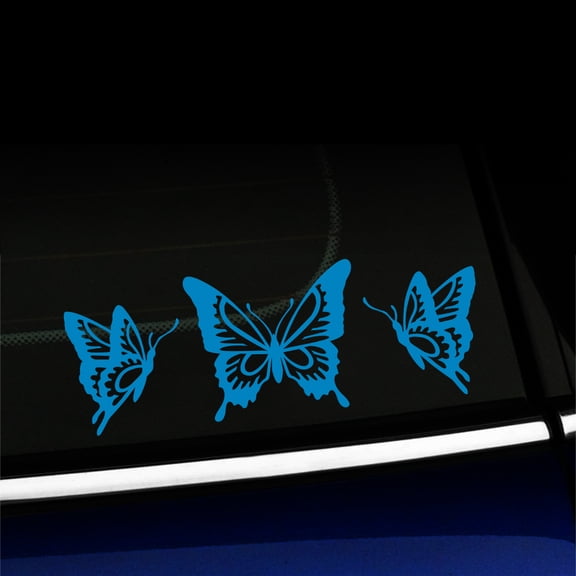 Butterfly Trio - Vinyl Decal - Choose Color - [LIGHT BLUE]