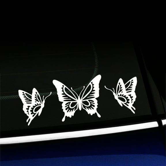 Butterfly Trio - Vinyl Decal - Choose Color - [WHITE]