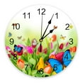 thumbnail image 1 of Butterfly Tulip Leaf Flower Clocks Wall Home Decor Modern Kitchen Room Bedroom Living Room Decor Wall Clock, 1 of 5