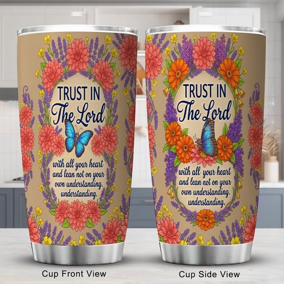 Butterfly Tumbler 20oz with Lid Religious Holiday Gift for Friends and Family