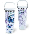 thumbnail image 1 of Butterfly Tumbler 30 OZ Tumbler with Handle Flip Straw Leak Proof - Butterfly Travel Coffee Mug with Handle Insulated 30oz Tumbler for Birthday Butterfly Gifts for Women 30 Ounce Stainless Steel Cup, 1 of 4