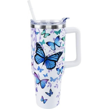 WQZY 40oz Insulated Stainless Steel Tumbler | Handle & Straw Lid