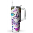thumbnail image 1 of Butterfly Tumbler 40 oz Tumbler with Handle and Straw Lid Leak Proof,Butterfly Coffee Travel Mug with Handle Insulated for Hot and Cold Drink Ice,Christmas Birthday Butterfly Gifts for Women Cup, 1 of 5