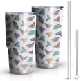 thumbnail image 1 of Butterfly Tumbler with Lid and Straw- Butterfly Gifts for Women - Purple Butterflies Cup, Skinny Tumbler, Water Bottle, Coffee Mug - Metal Thermal Insulated Tumblers 30 Oz - Butterfly Decor, Stuff, 1 of 7