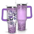 thumbnail image 1 of Butterfly Tumbler With Lid, Straw and Handle - 40oz Stainless Steel Travel Coffee Mug Water Bottle - Gift Cups for Women and Girls, 1 of 6