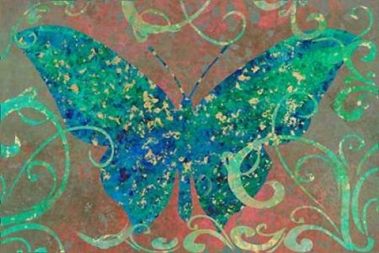 Butterfly Turquoise I Canvas Art - Cora Niele (12 x 18)