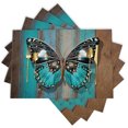 Butterfly on Turquoise Wooden Plank Placemats Set of 4 Durable