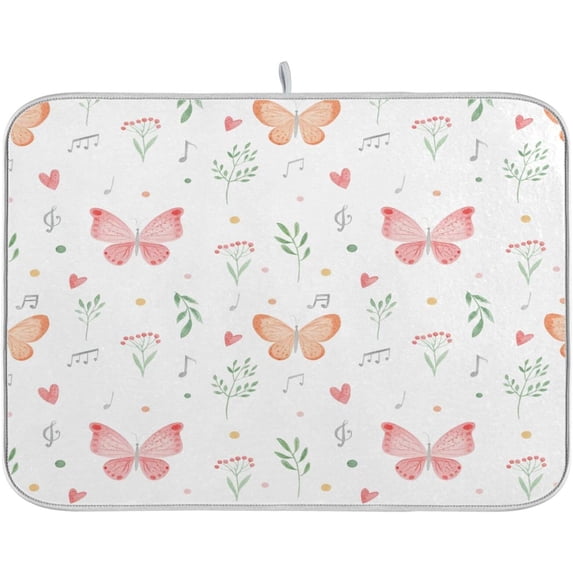 Butterfly Twig Kitchen Dish Drying Mat, 16'' x 18'' Super Absorbent Dish Drying Mat for Kitchen, Sink, Dining Table Home Decor