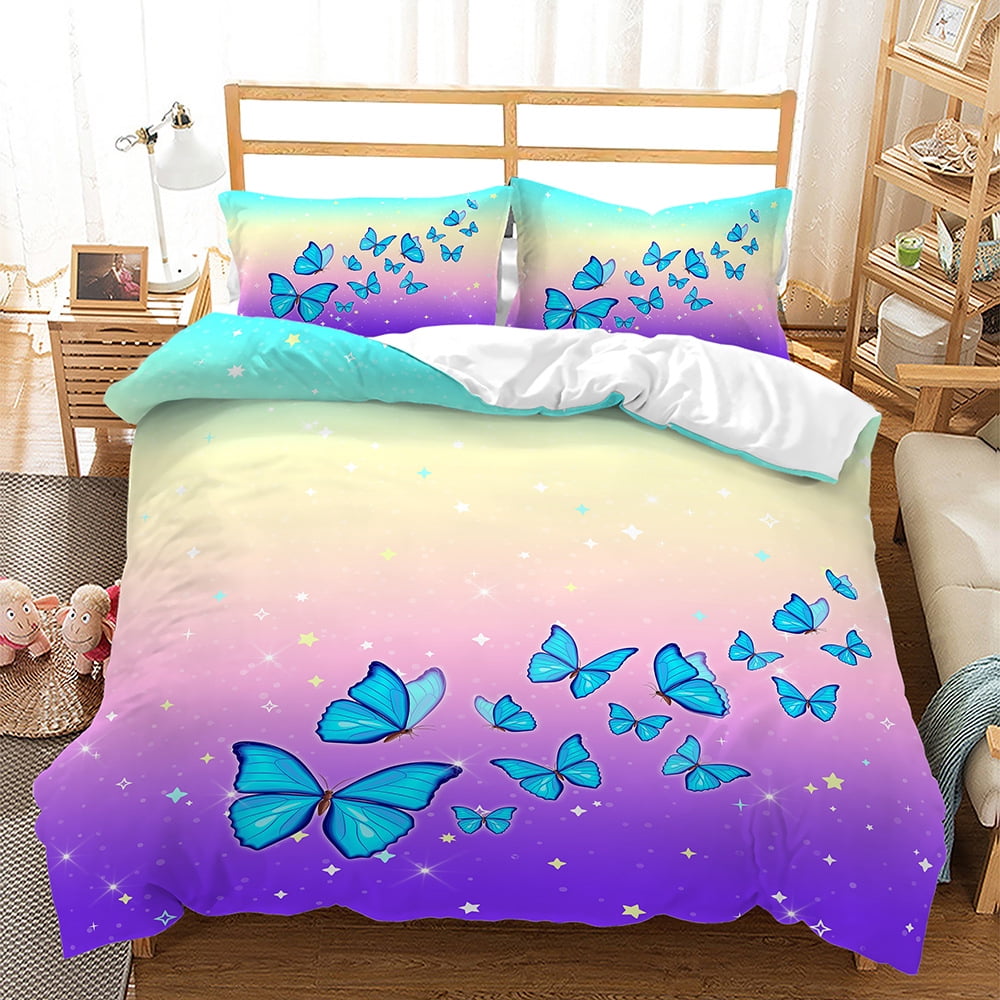 Butterfly Twin Bedding Set for Girls Teens,Butterfly Twin Duvet Cover