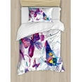 thumbnail image 1 of Butterfly Twin Size Duvet Cover Set, Watercolors Print of Butterfly Sign of the Soul Power Female Art Modern Display, Decorative 2 Piece Bedding Set with 1 Pillow Sham, Multicolor, by Ambesonne, 1 of 3