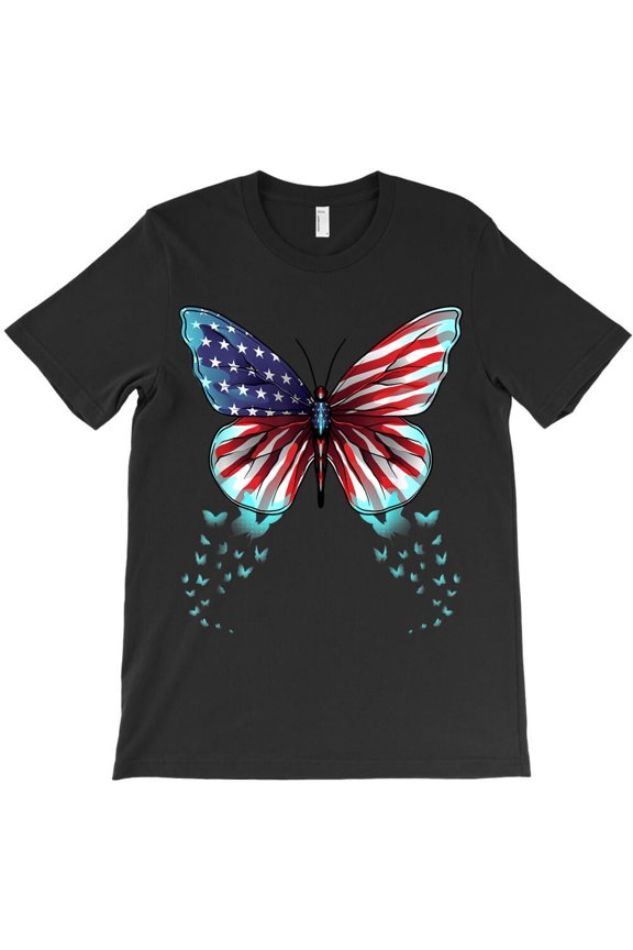Butterfly USA Flag Funny Cute 4th Of July American Girl Gift - Best Gift H16684 Unisex T-Shirt, Up to 5XL Available
