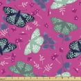 thumbnail image 1 of Butterfly Upholstery Fabric by the Yard, Exotic Moths Leaves and Flowers Herbs of Forest Plants Nature Flourish, Decorative Fabric for DIY and Home Accents, Pink and Multicolor by Ambesonne, 1 of 5