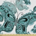 thumbnail image 1 of Ambesonne Butterfly Fabric by the Yard Upholstery, Ornamental Animal Pattern, 3 Yards, Pale Blue Black Teal, 1 of 4